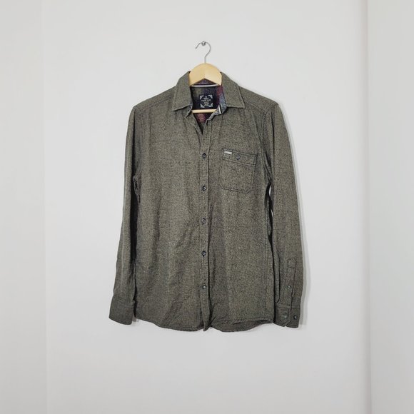 Point Zero Men's Cotton Button Down Shirt Leaf Green Comfy Pocket Long Sleeve - Picture 7 of 12